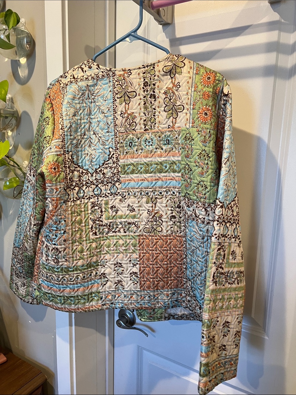 Quilted Patchwork Bomber Jacket in Multi Pastel — - Picture 4 of 10